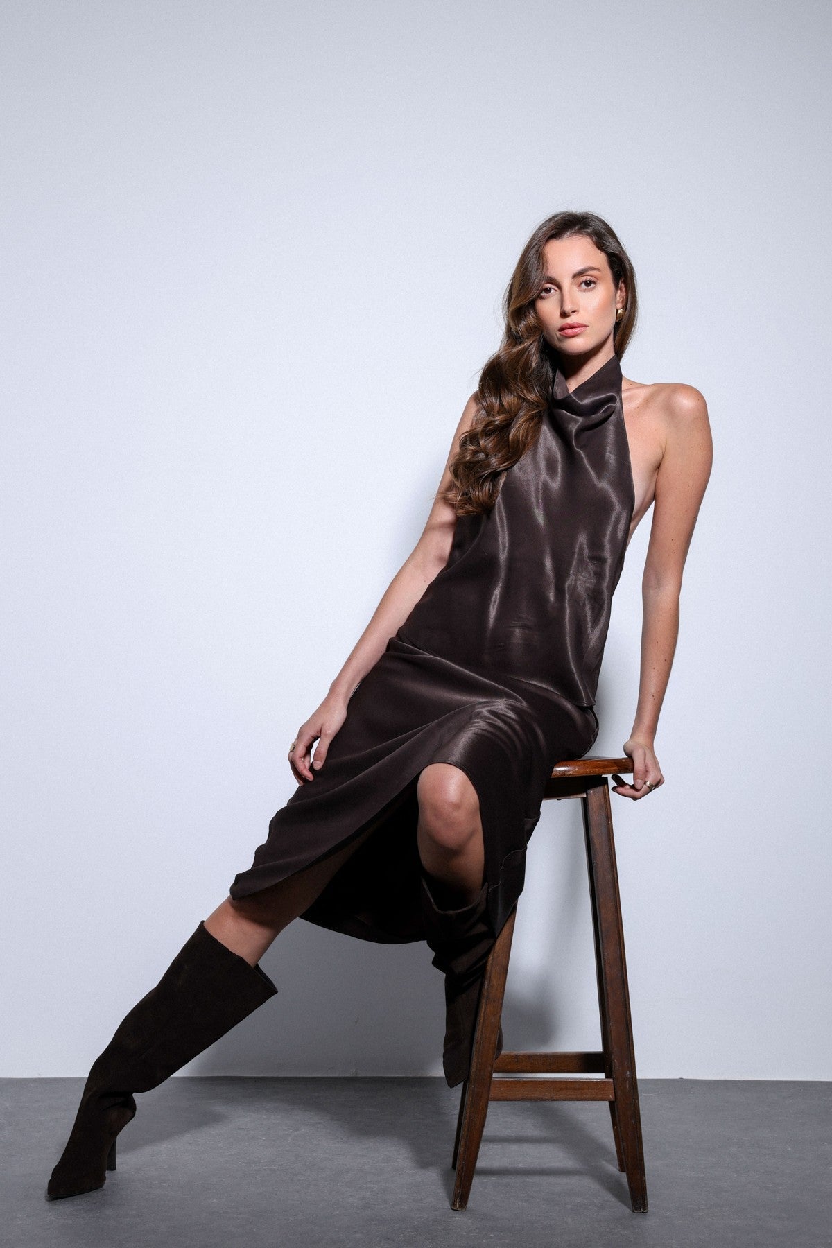 Antioch Satin Midi Skirt
