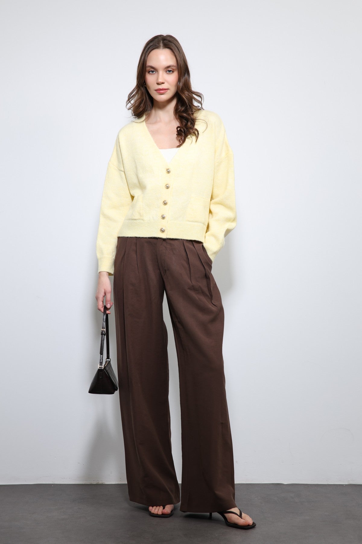 Women's Pleated Pants with Elastic Waistband
