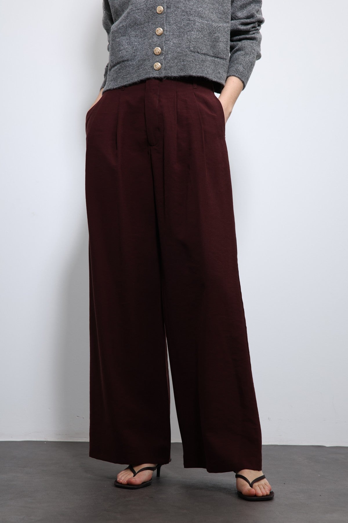 Women's Pleated Pants with Elastic Waistband
