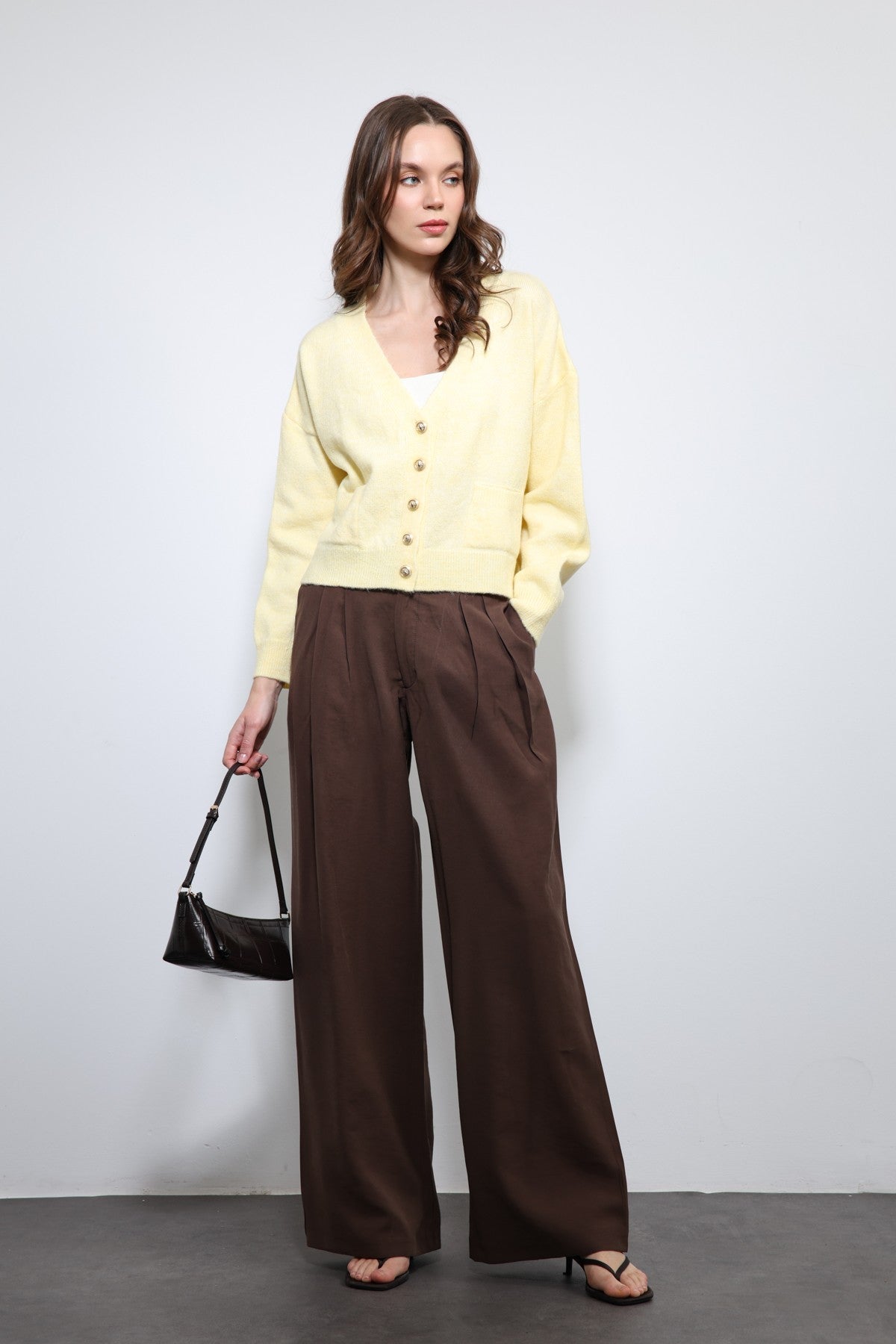 Women's Pleated Pants with Elastic Waistband