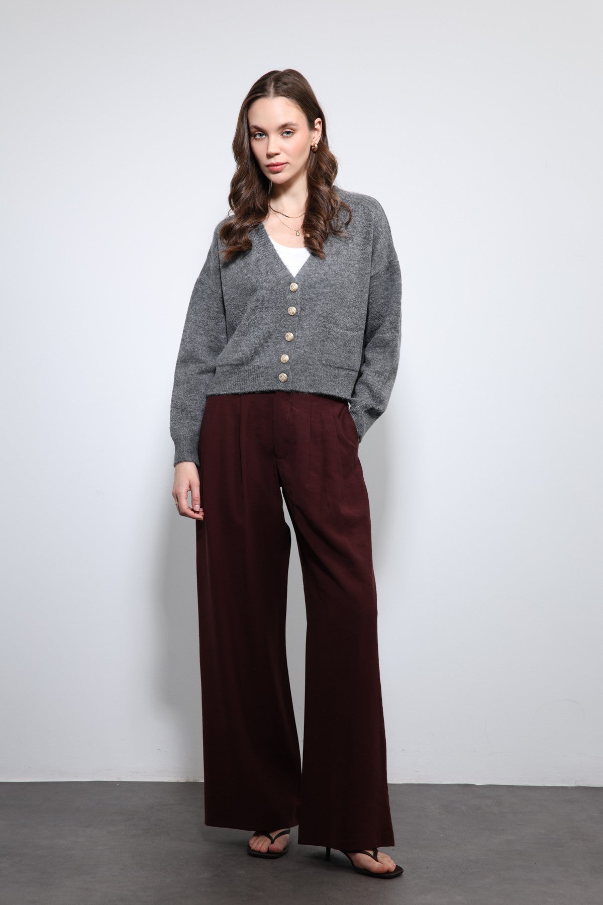 Women's Pleated Pants with Elastic Waistband