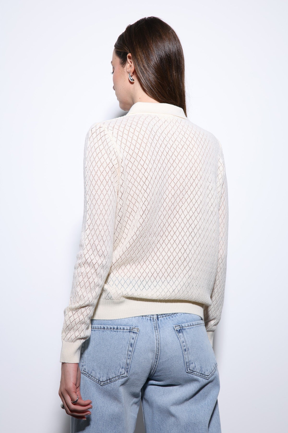 Women's Patterned Polo-Neck Knit Sweater by Antioch