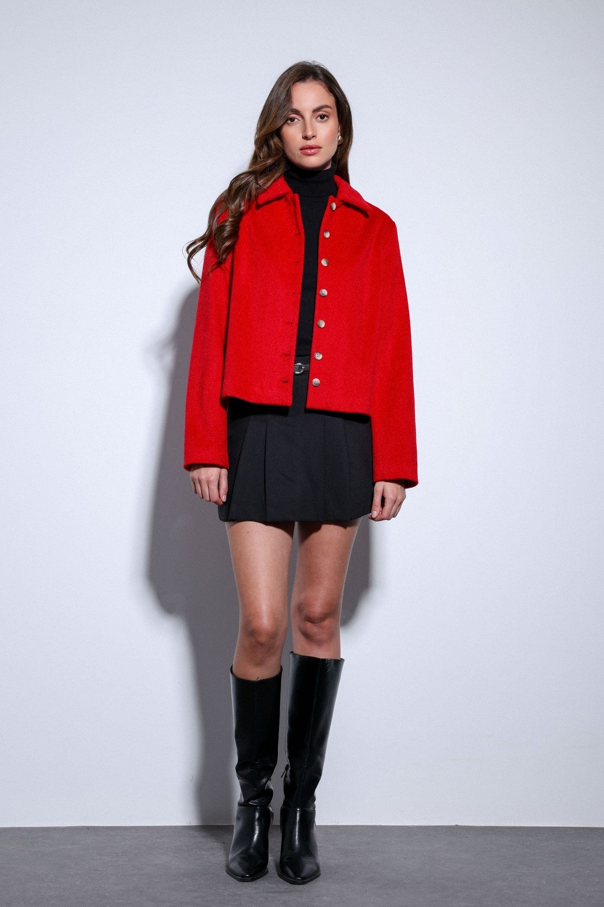 Antioch Shirt-Collar Short-Sleeved Cashmere Jacket