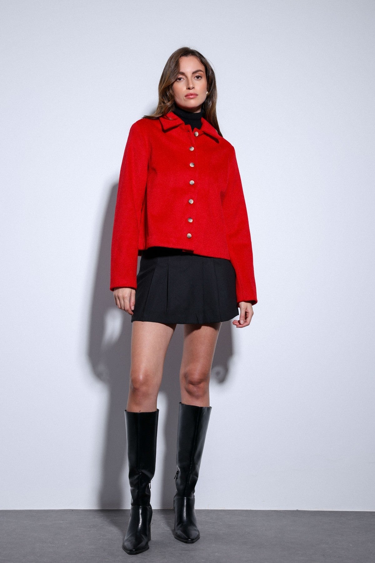 Antioch Shirt-Collar Short-Sleeved Cashmere Jacket