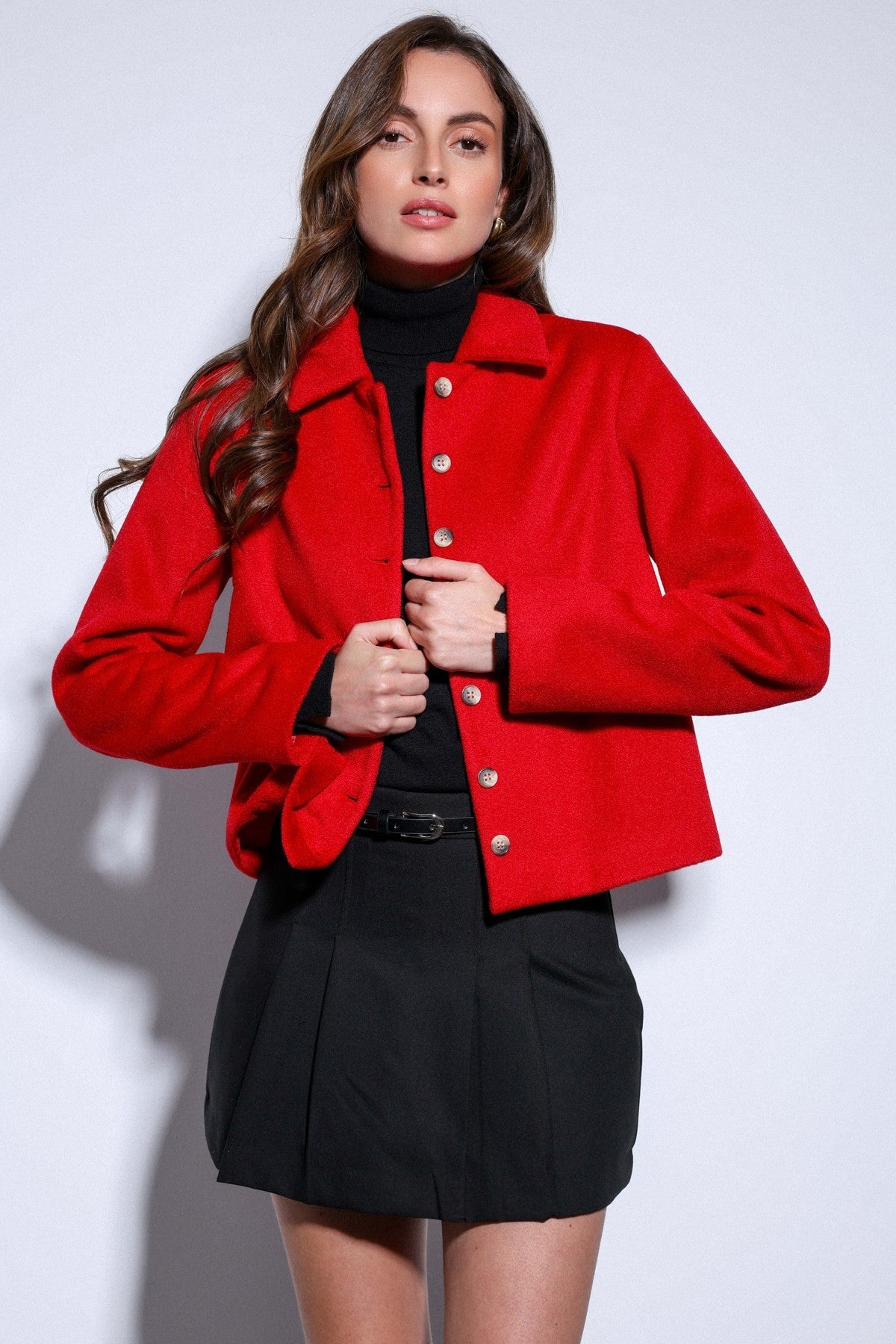 Antioch Shirt-Collar Short-Sleeved Cashmere Jacket