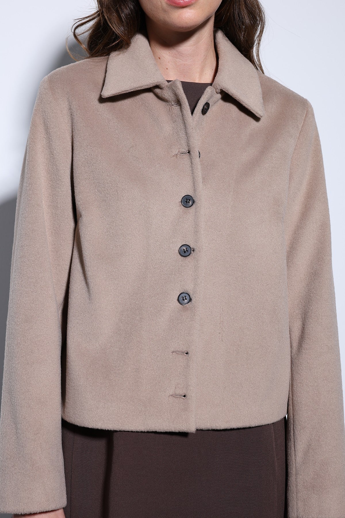 Antioch Shirt-Collar Short-Sleeved Cashmere Jacket