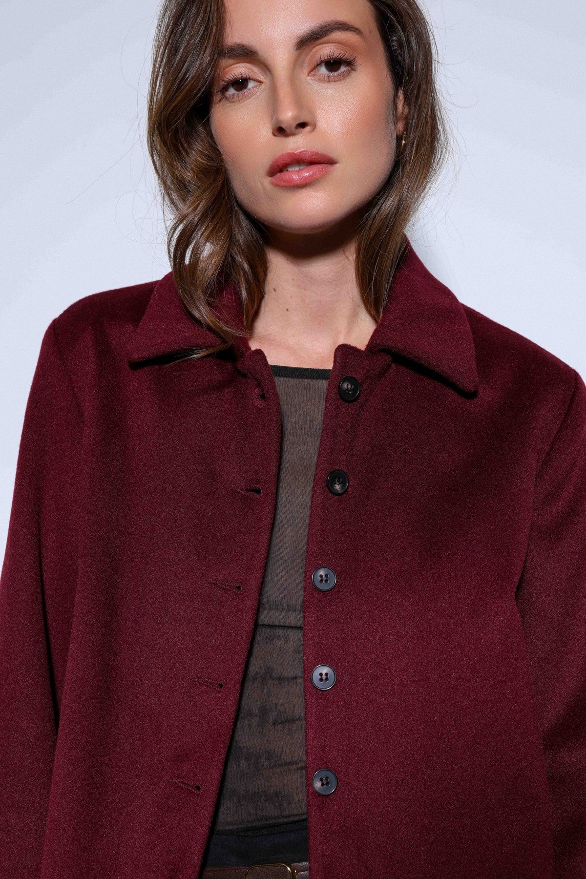 Antioch Shirt-Collar Short-Sleeved Cashmere Jacket