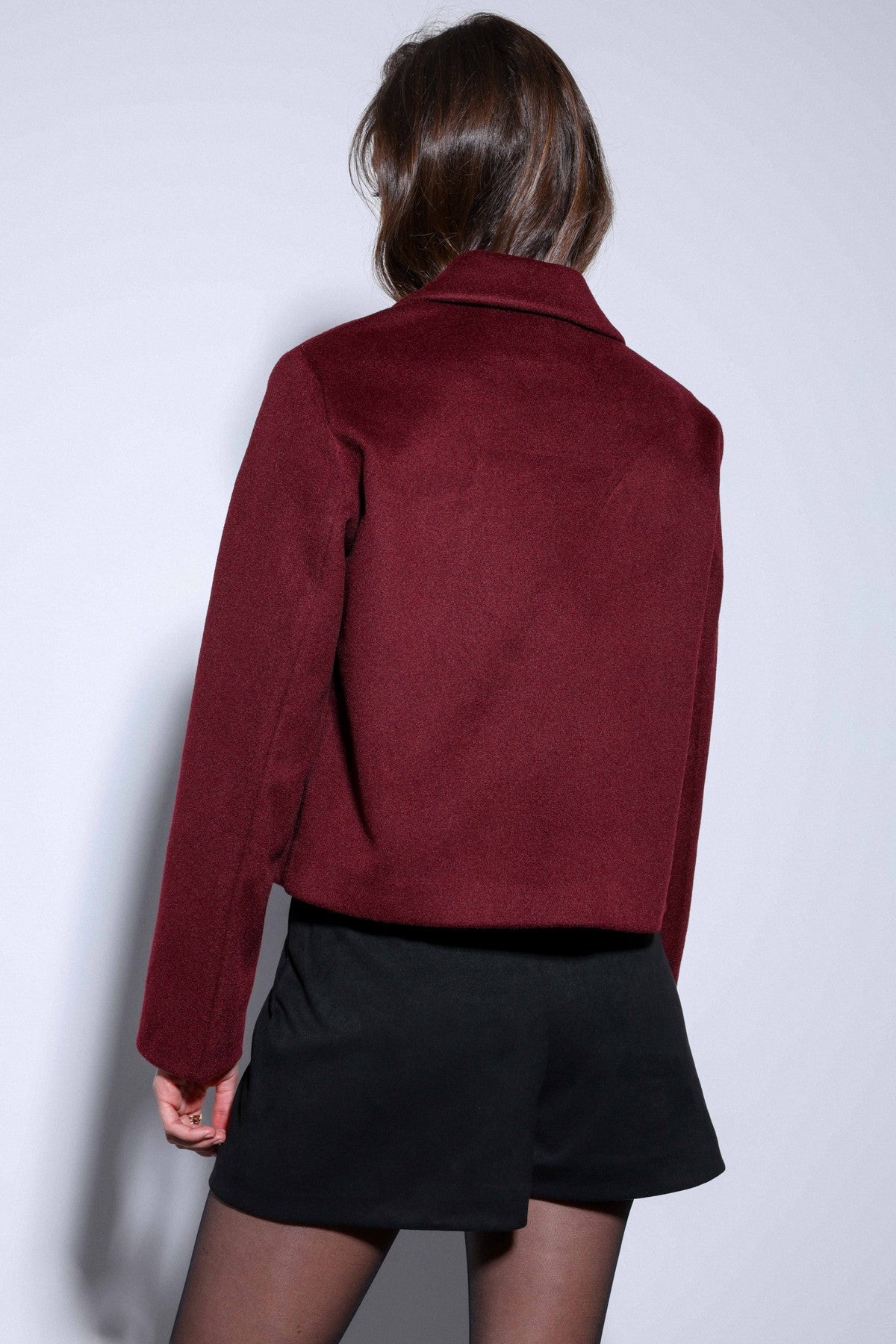 Antioch Shirt-Collar Short-Sleeved Cashmere Jacket