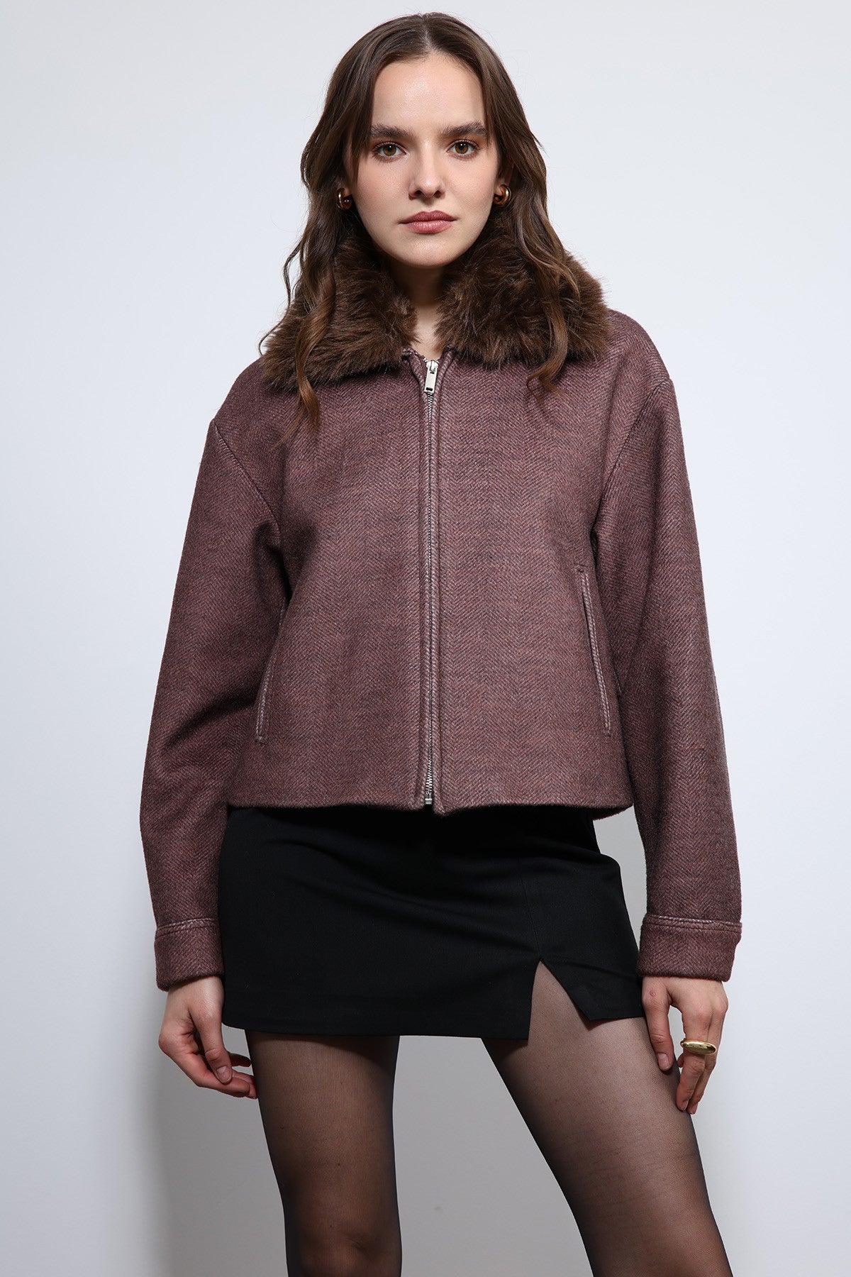 Antioch Wool-Blend Faux Fur Collar Jacket