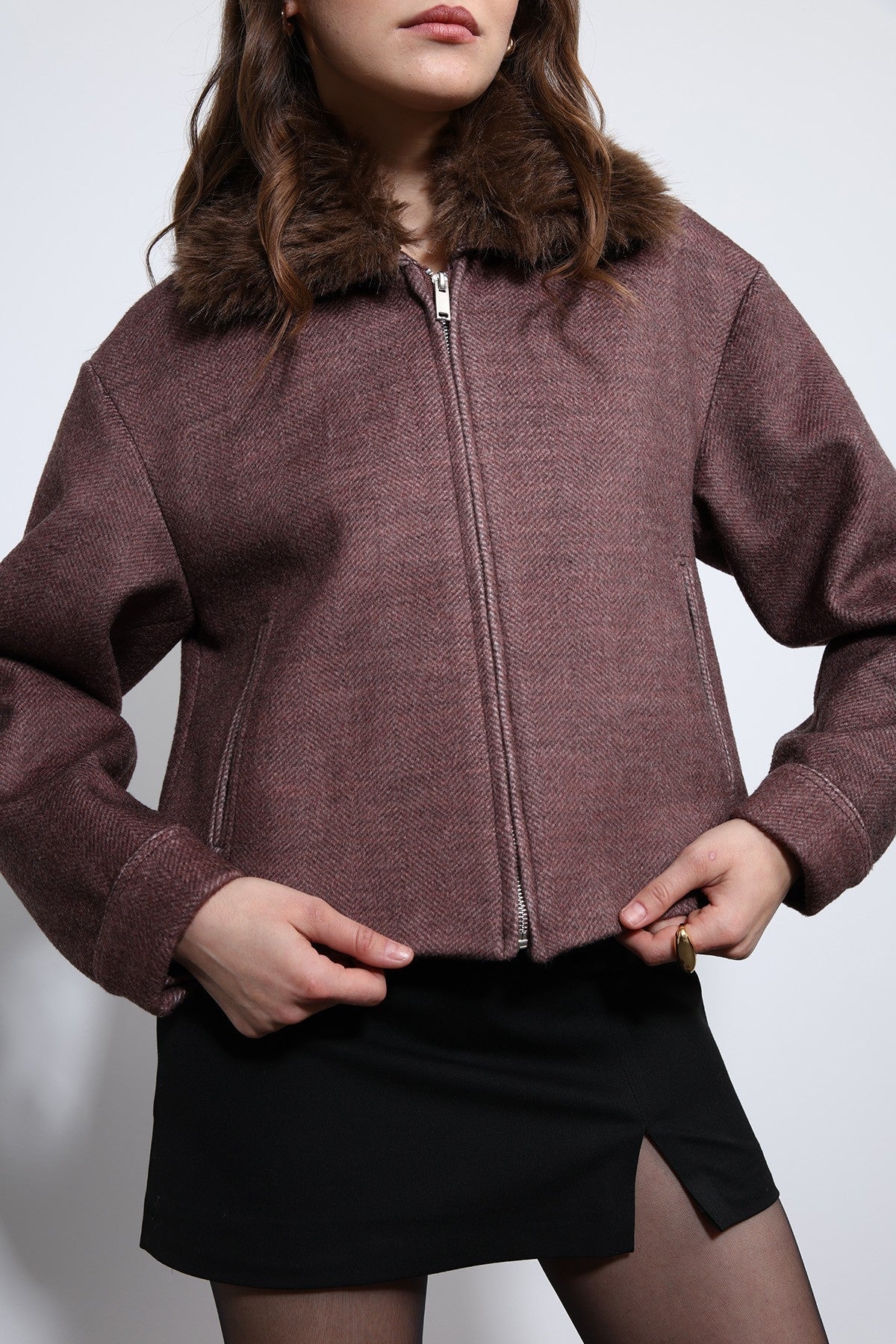 Antioch Wool-Blend Faux Fur Collar Jacket