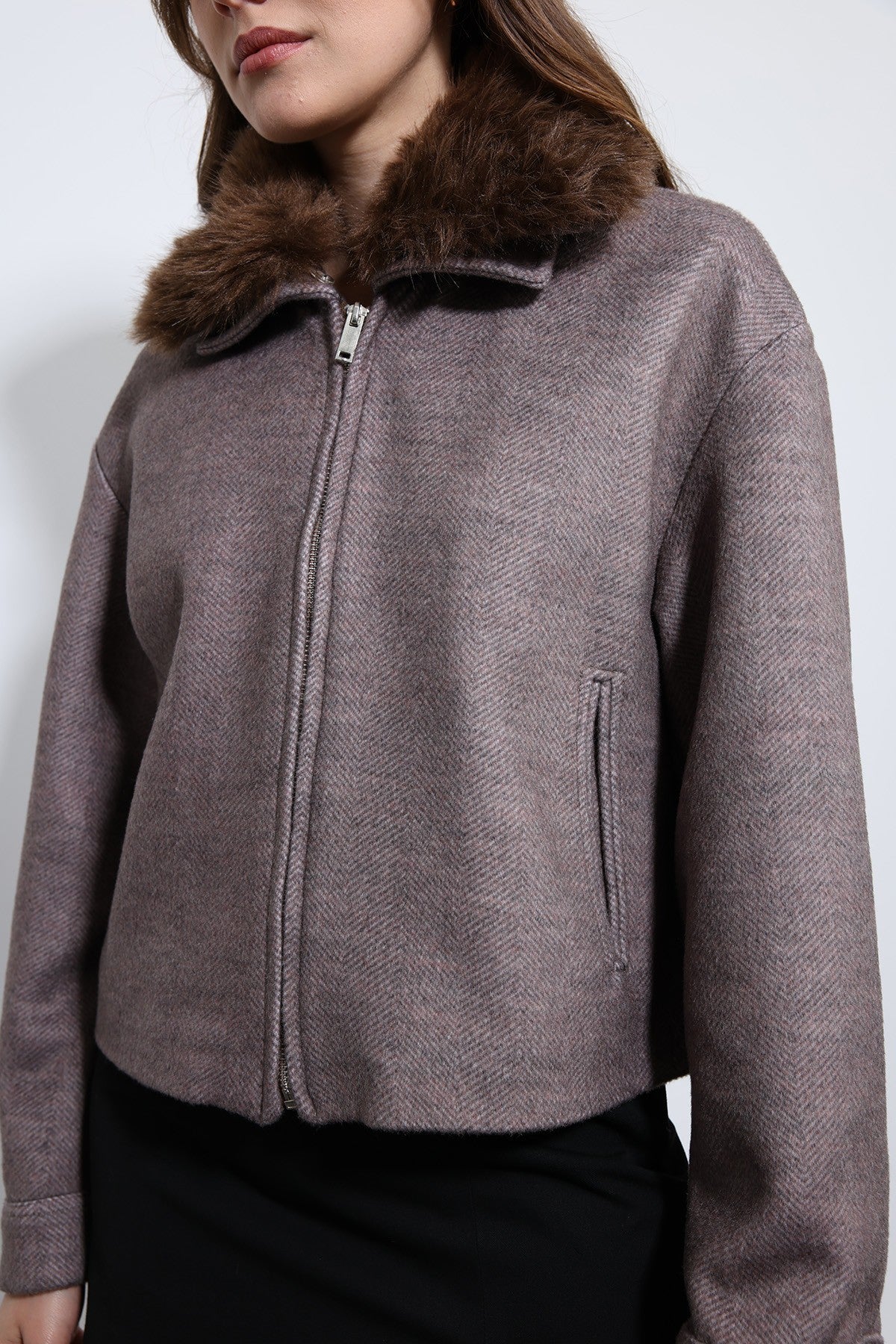Antioch Wool-Blend Faux Fur Collar Jacket