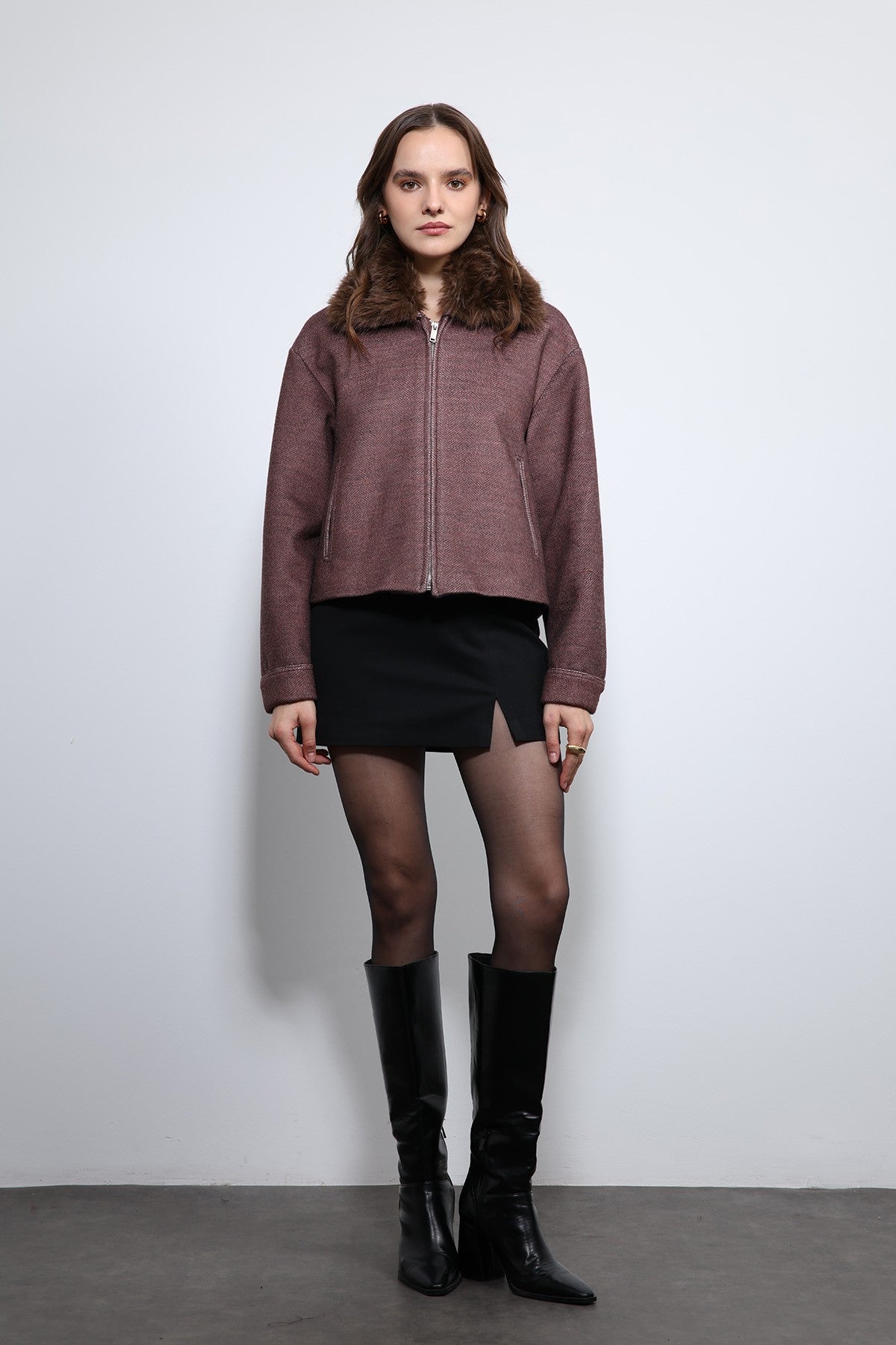 Antioch Wool-Blend Faux Fur Collar Jacket
