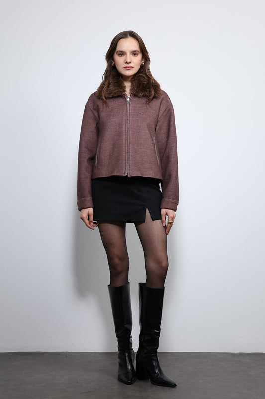 Antioch Wool-Blend Faux Fur Collar Jacket