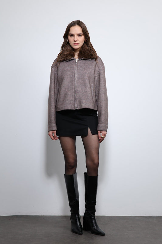 Antioch Wool-Blend Faux Fur Collar Jacket