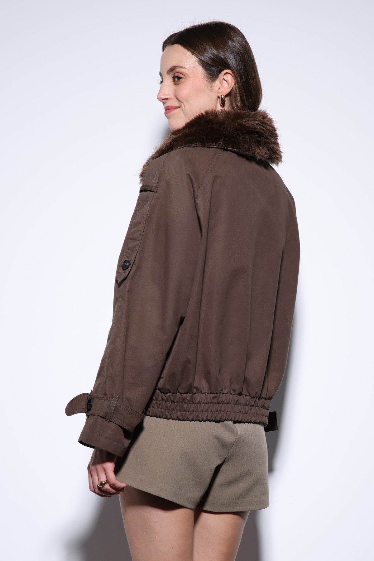 Antioch Women's Short Faux Fur Trench Coat