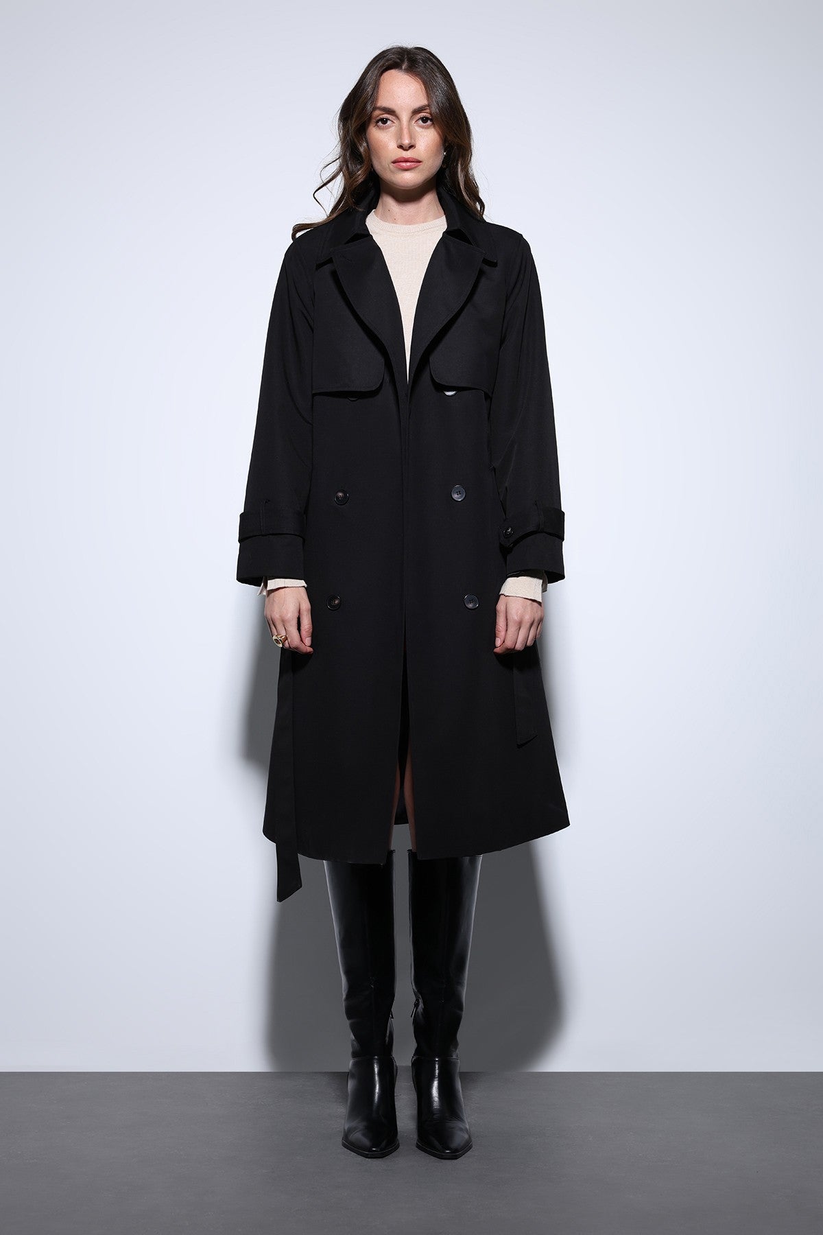 Women's Trench Coat with a Wrap-Around Belt