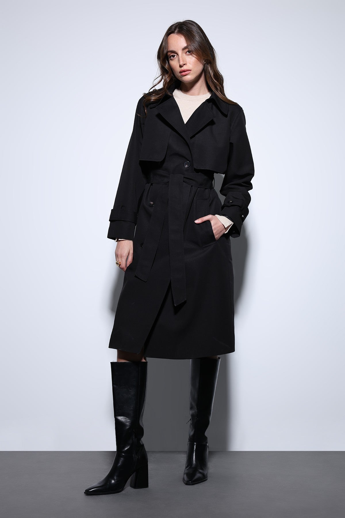 Women's Trench Coat with a Wrap-Around Belt