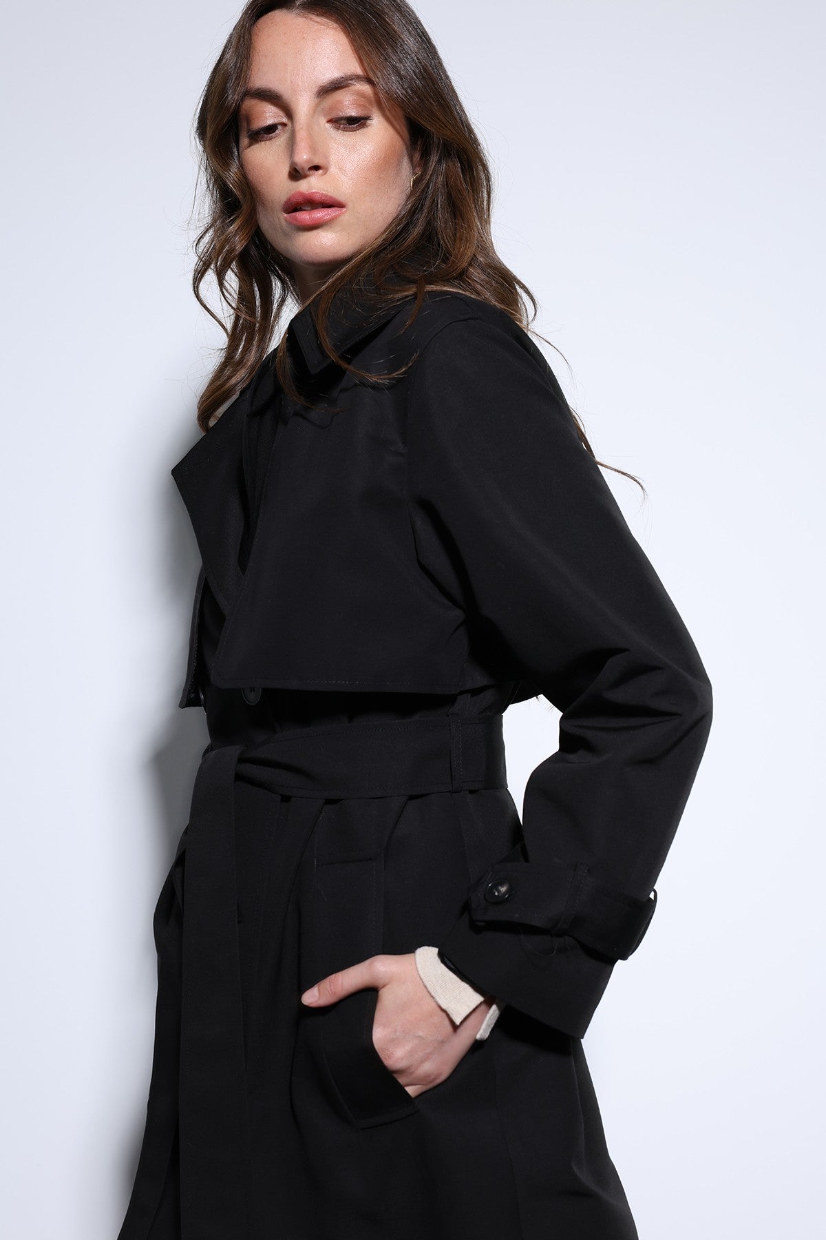 Women's Trench Coat with a Wrap-Around Belt