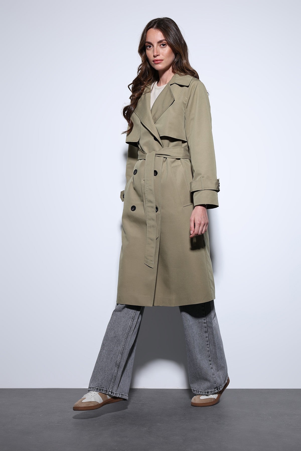 Women's Trench Coat with a Wrap-Around Belt