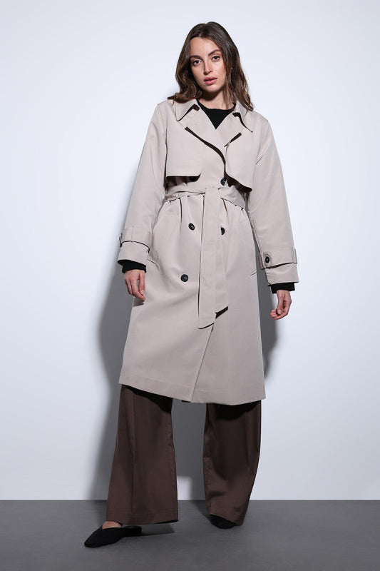 Women's Trench Coat with a Wrap-Around Belt