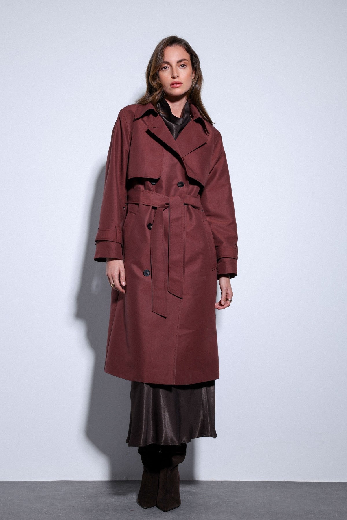 Women's Trench Coat with a Wrap-Around Belt