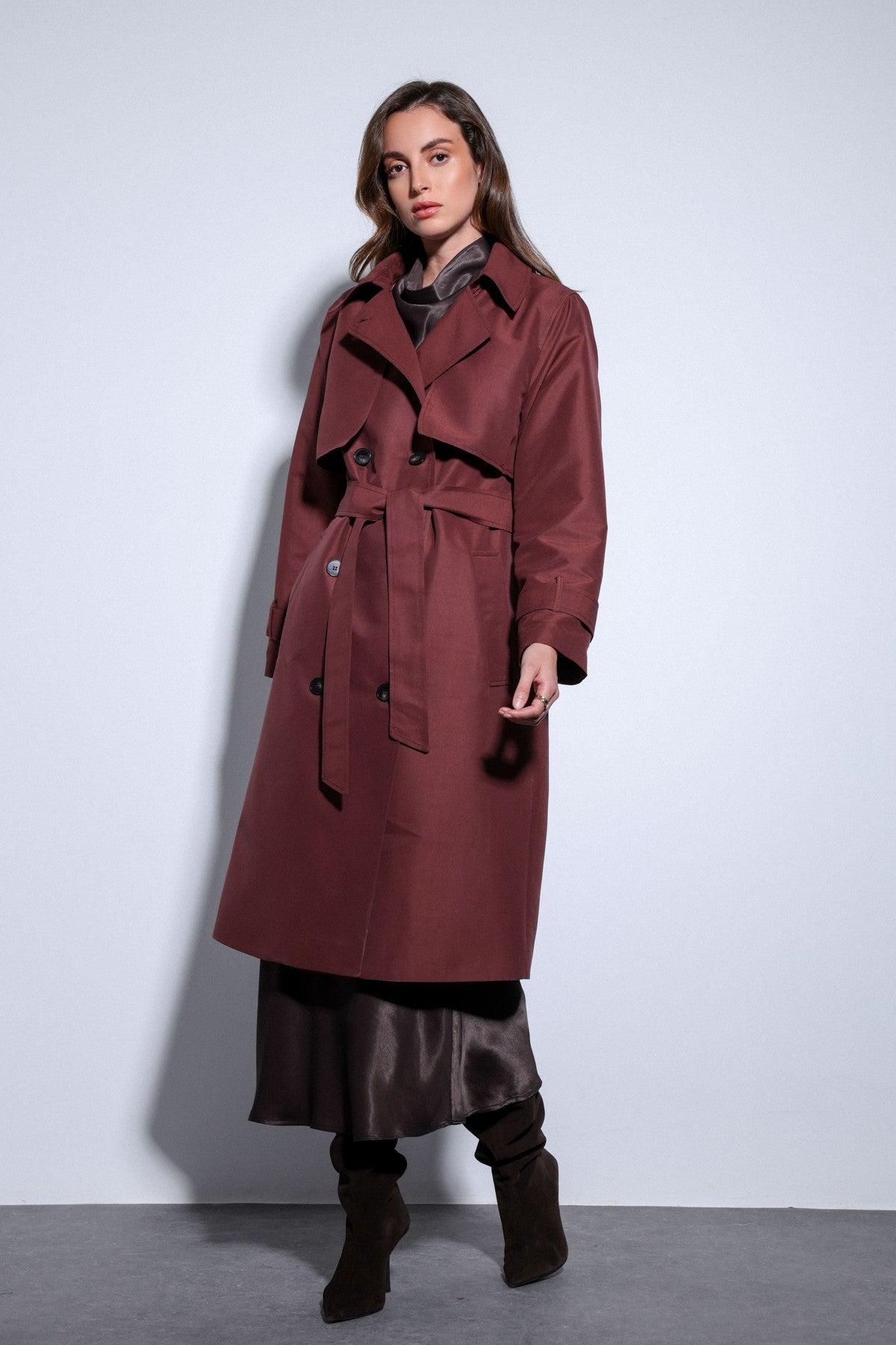 Women's Trench Coat with a Wrap-Around Belt