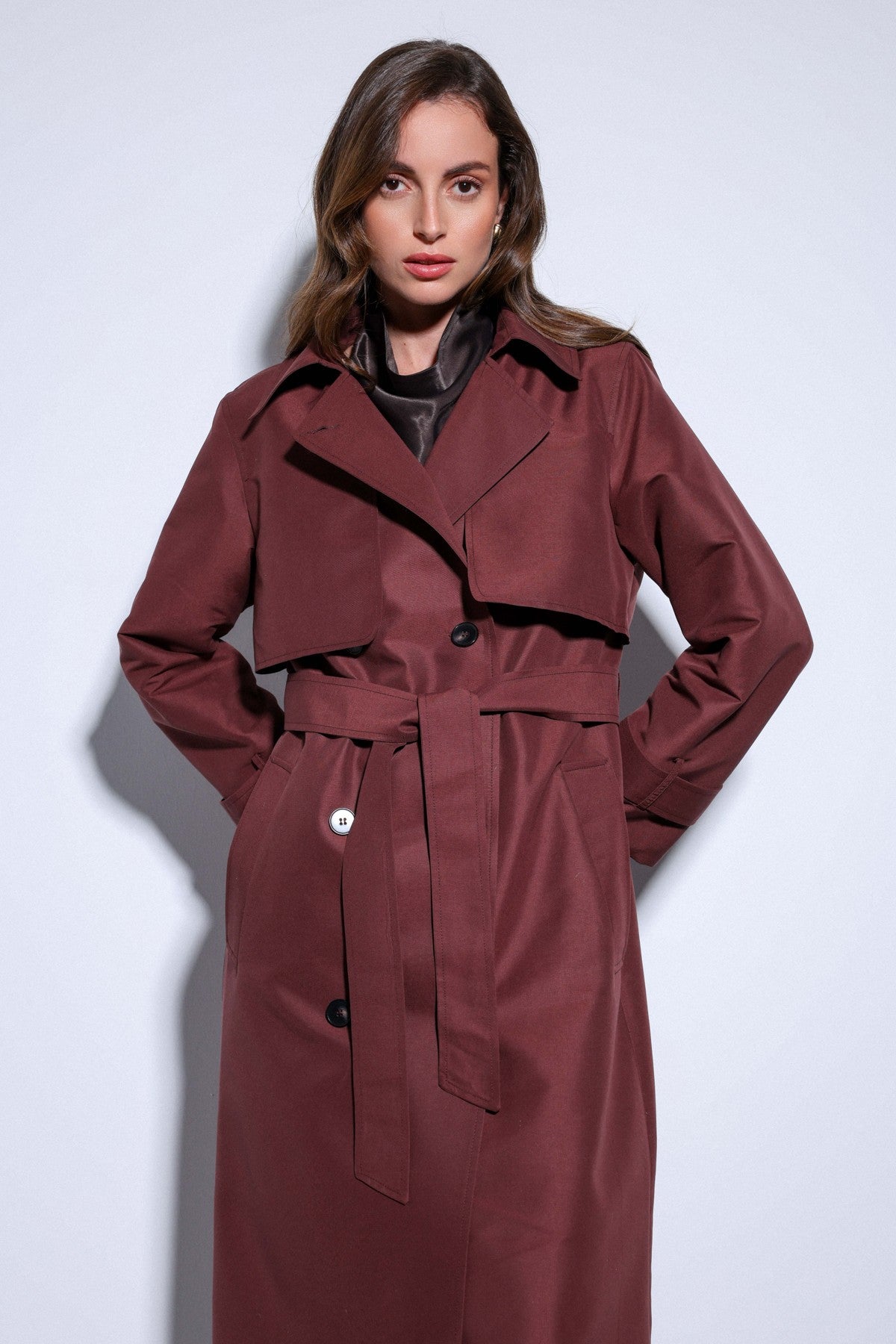 Women's Trench Coat with a Wrap-Around Belt