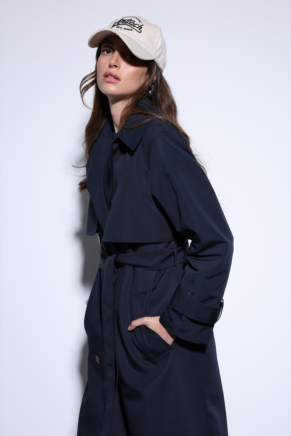 Women's Trench Coat with a Wrap-Around Belt