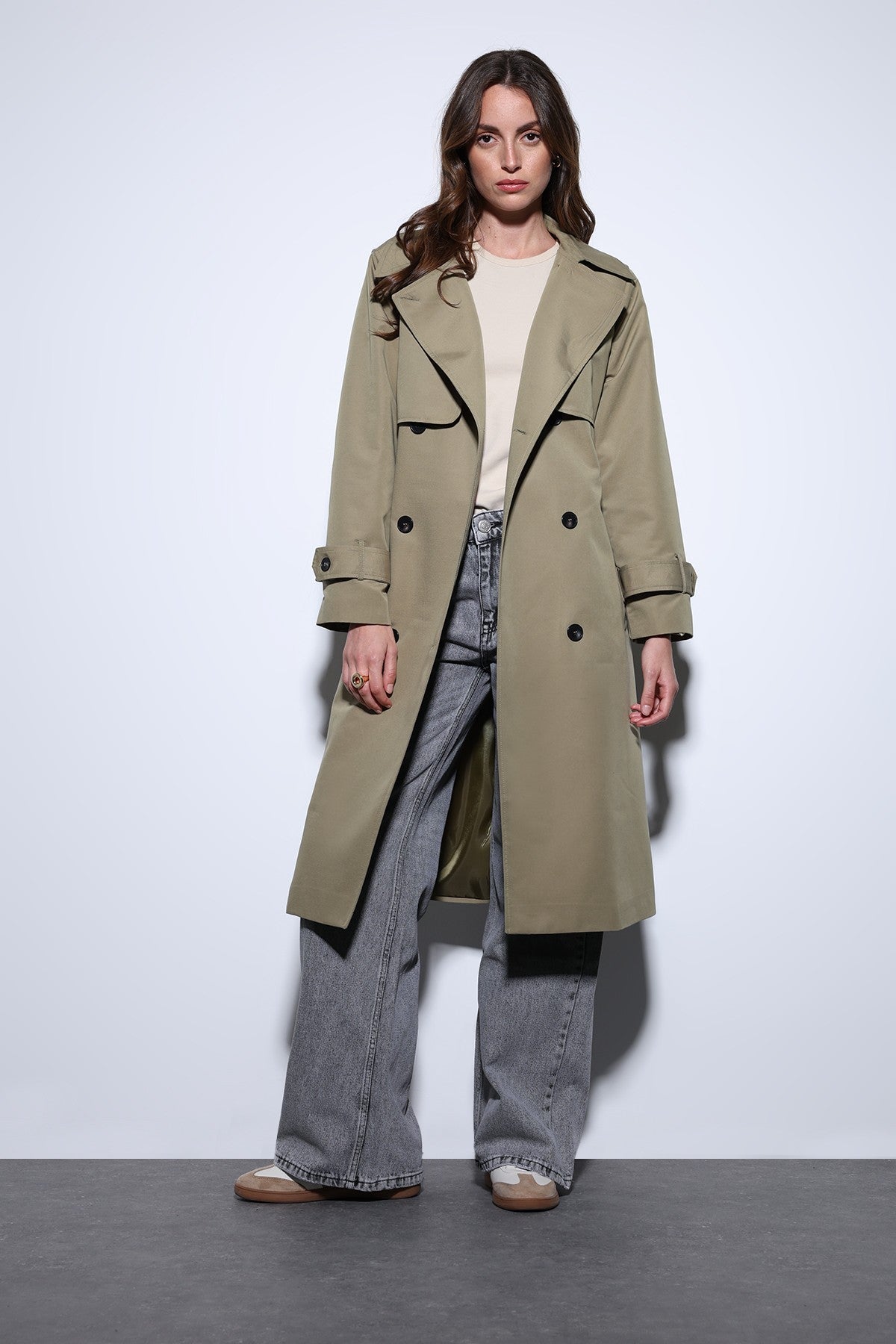 Women's Trench Coat with a Wrap-Around Belt