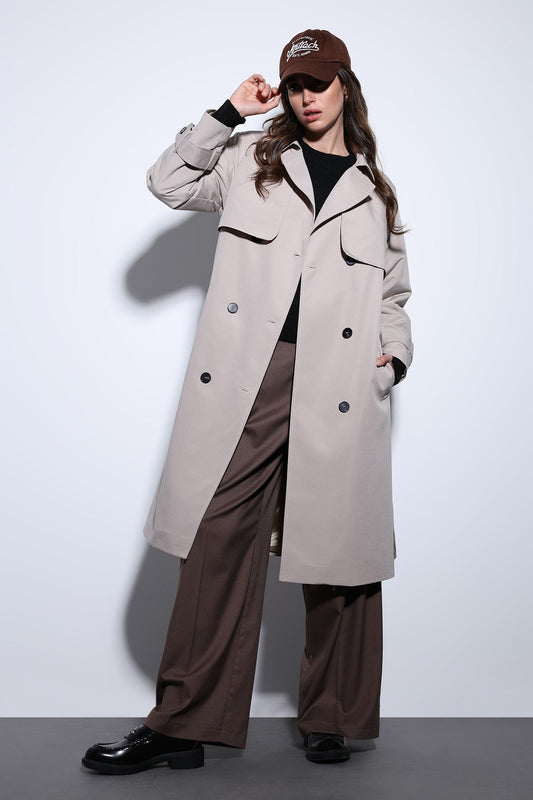 Women's Trench Coat with a Wrap-Around Belt