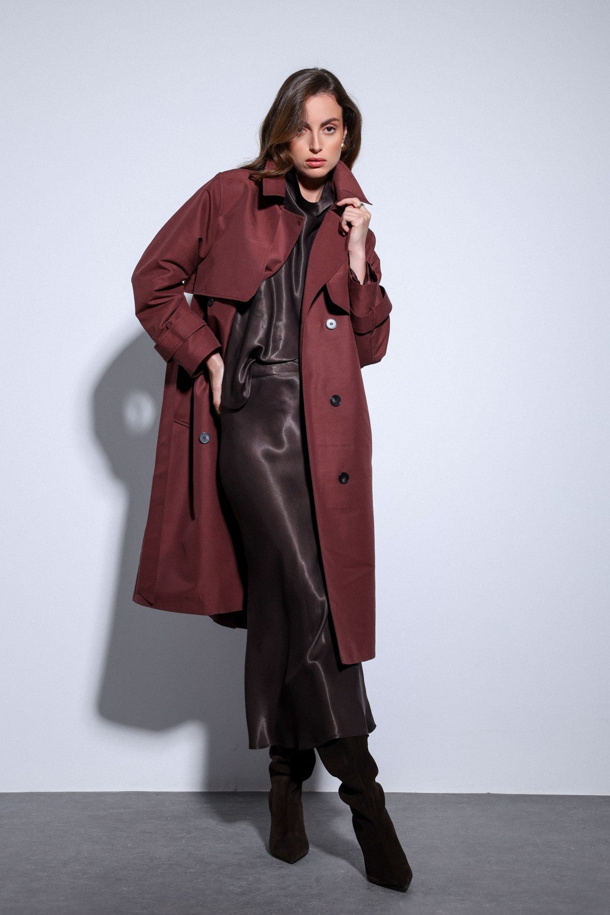 Women's Trench Coat with a Wrap-Around Belt