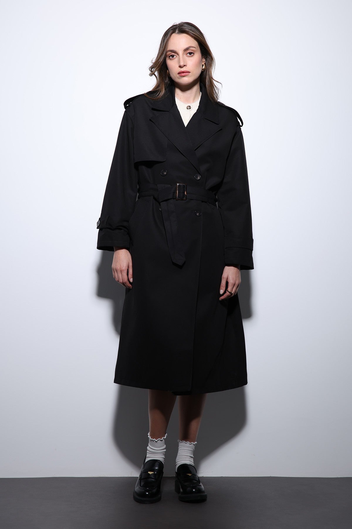 Antioch Women's Trench Coat with Cross-Over Belt