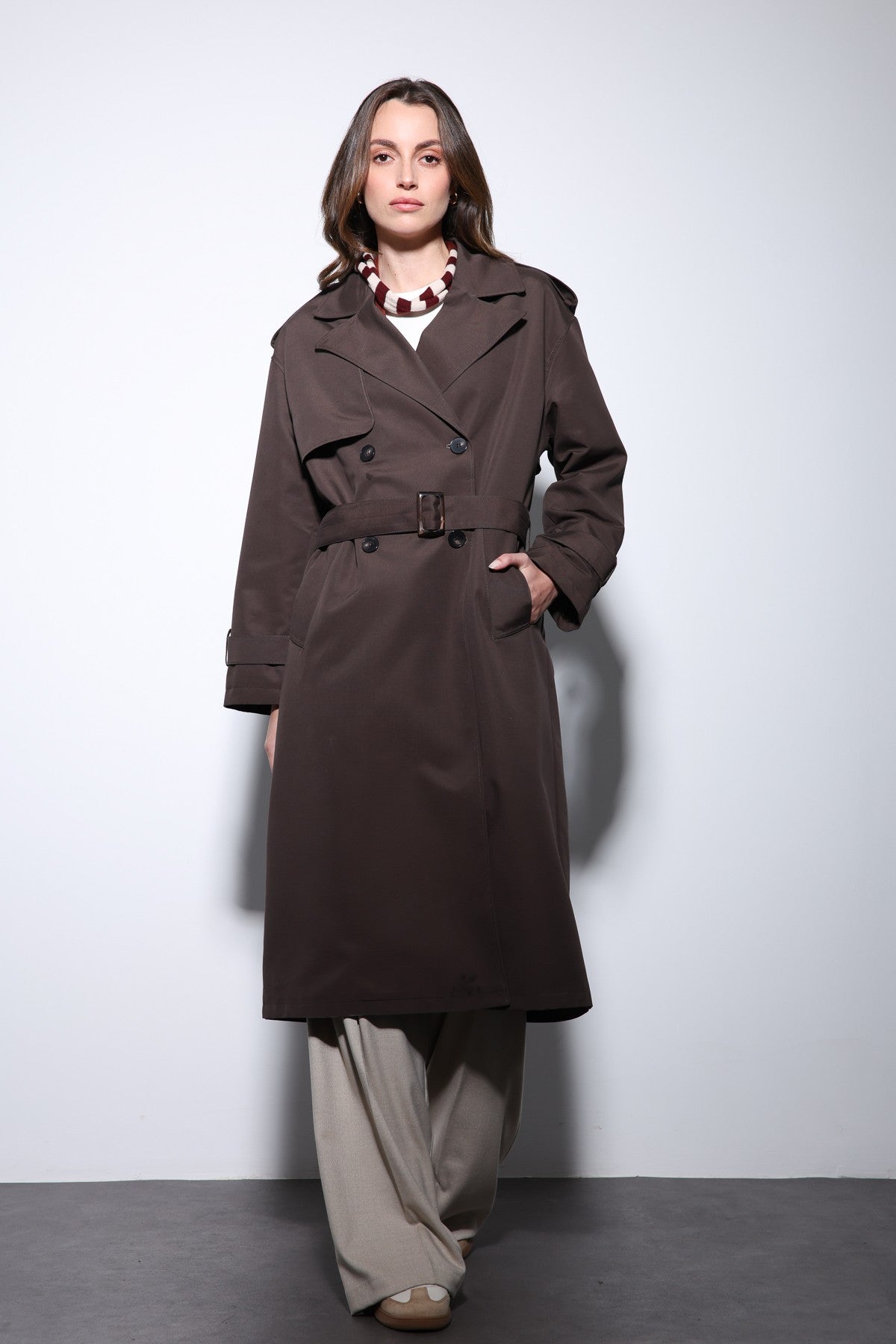 Antioch Women's Trench Coat with Cross-Over Belt