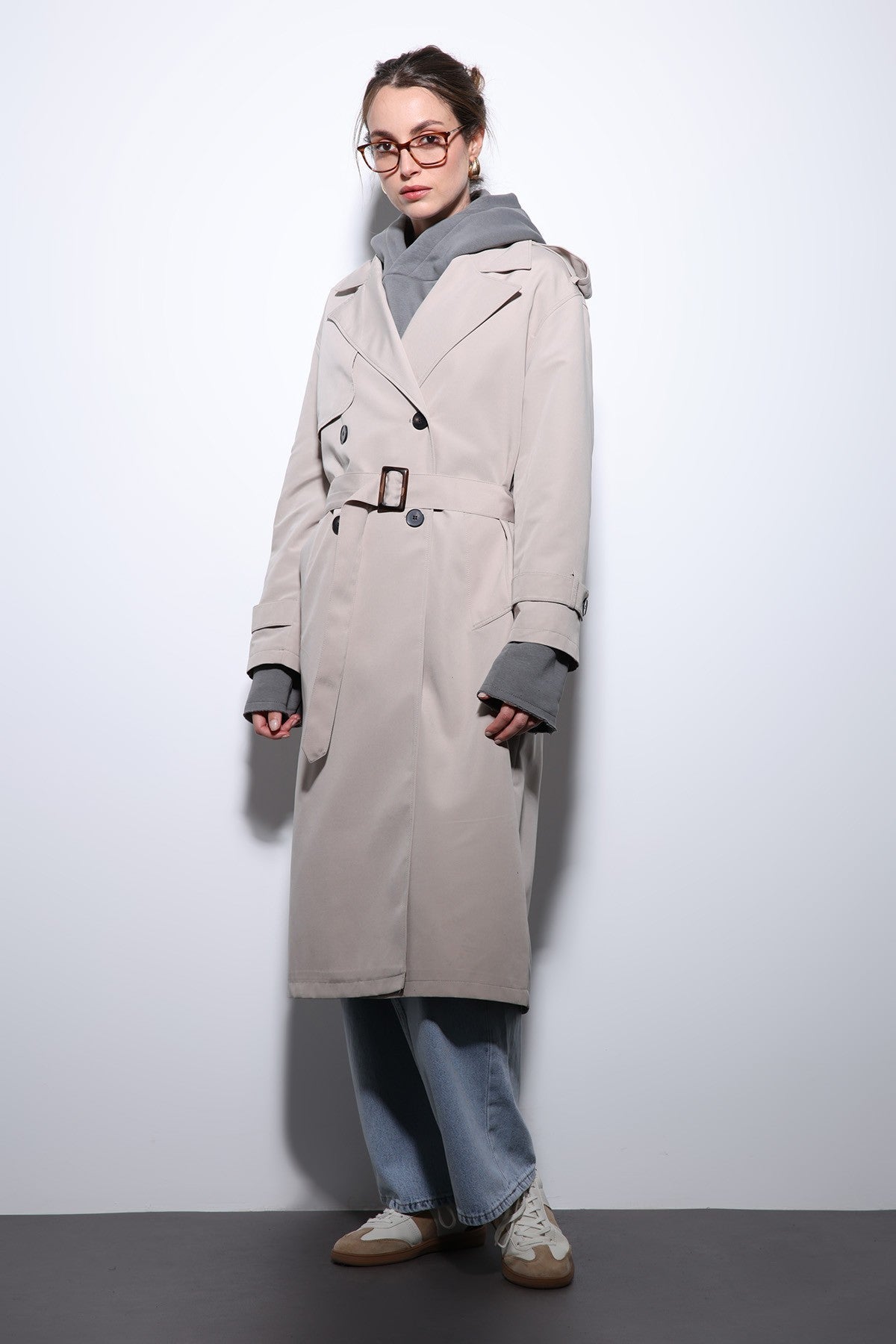 Antioch Women's Trench Coat with Cross-Over Belt