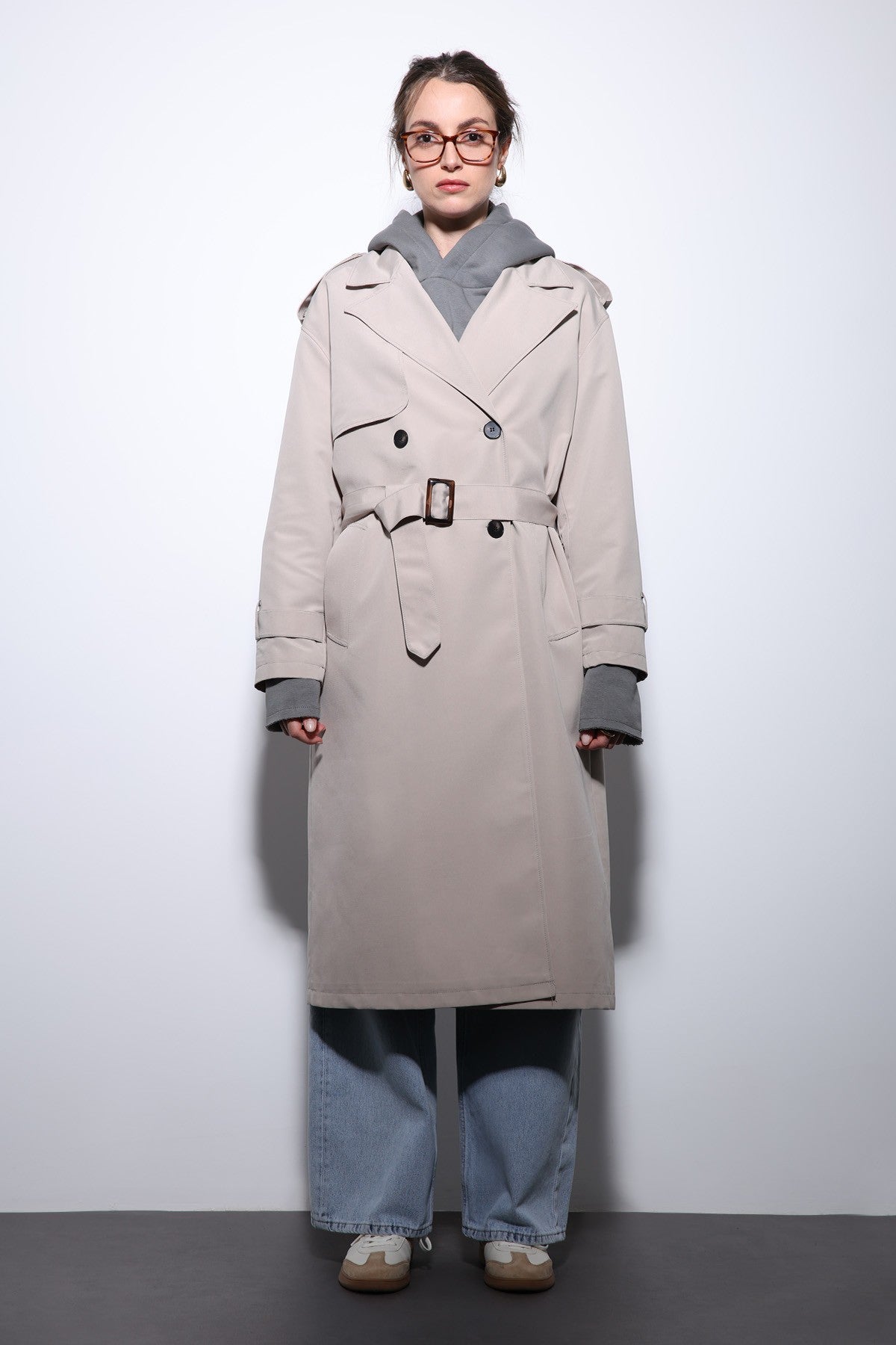 Antioch Women's Trench Coat with Cross-Over Belt