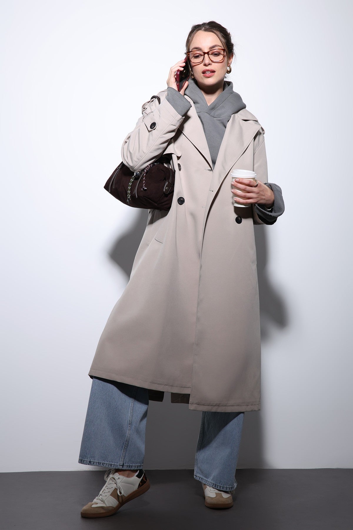 Antioch Women's Trench Coat with Cross-Over Belt