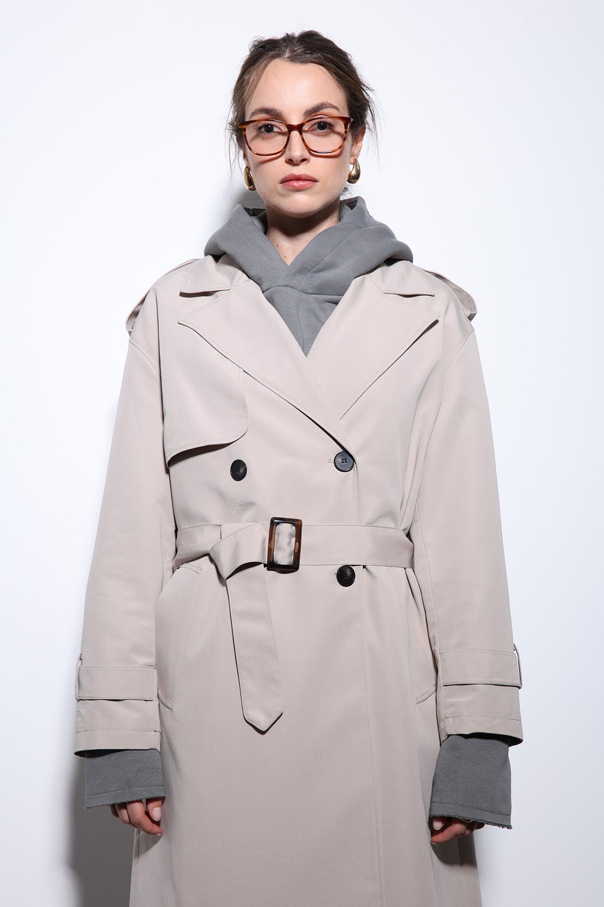 Antioch Women's Trench Coat with Cross-Over Belt