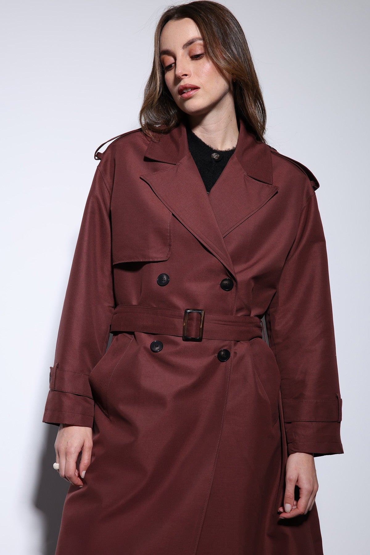 Antioch Women's Trench Coat with Cross-Over Belt