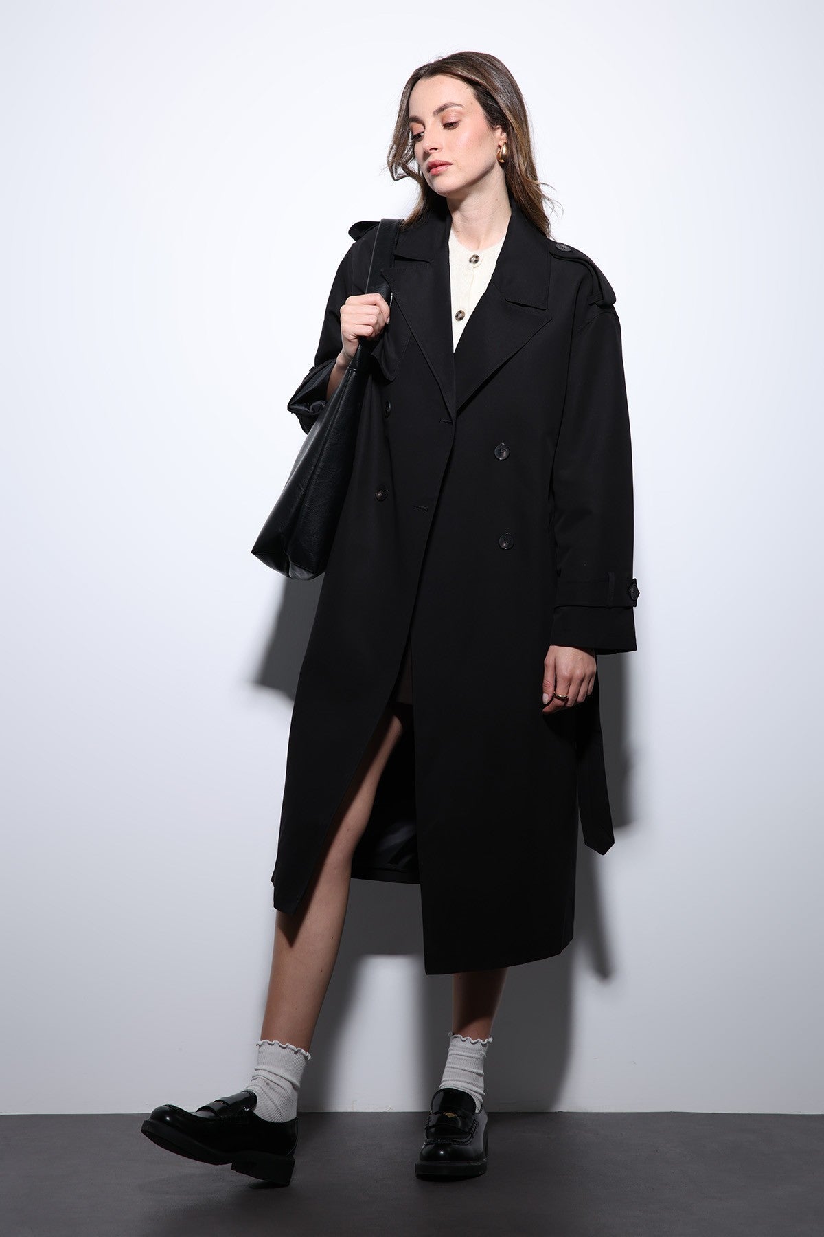 Antioch Women's Trench Coat with Cross-Over Belt