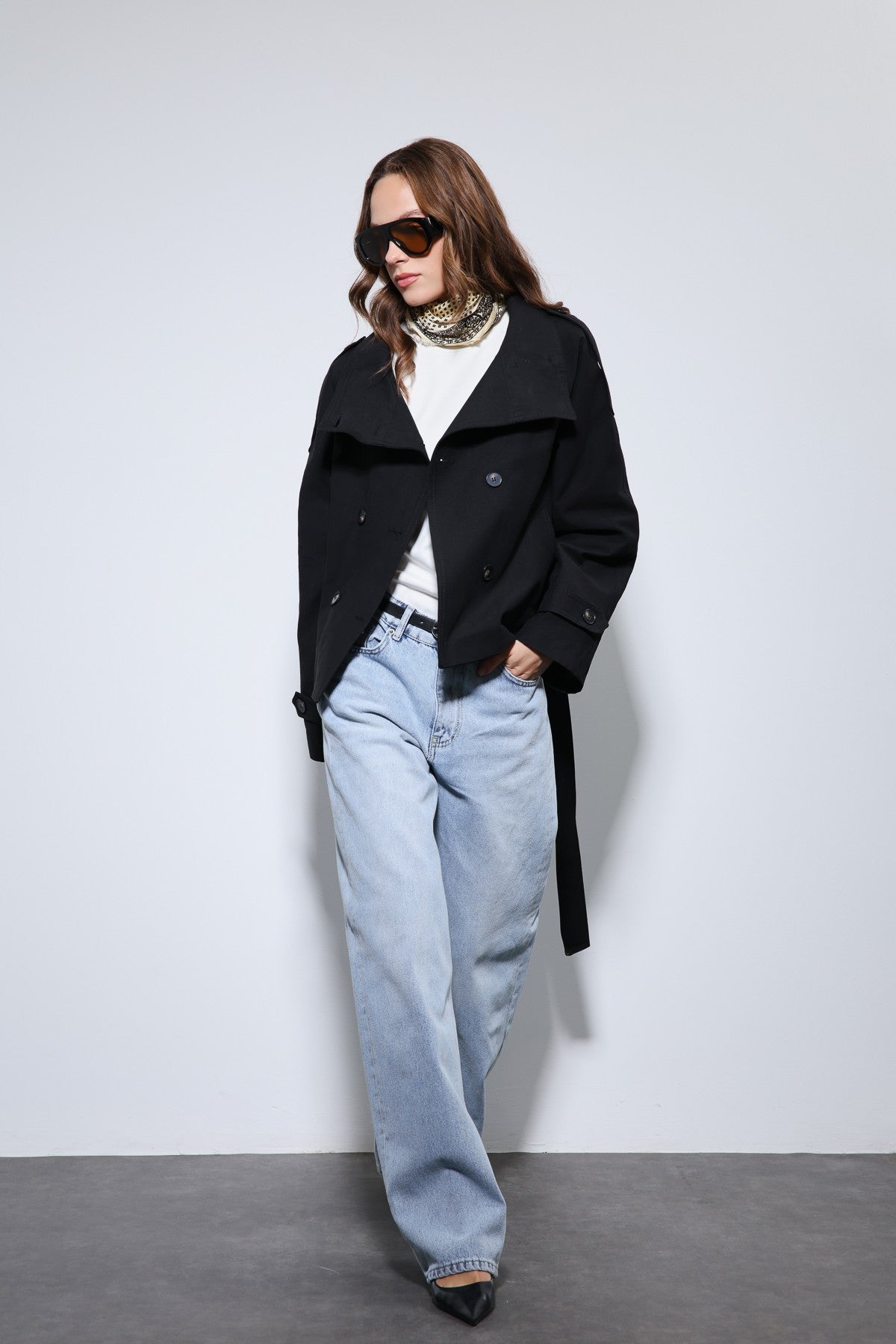 Antioch Stand-Up Collar Double-Breasted Trench Coat