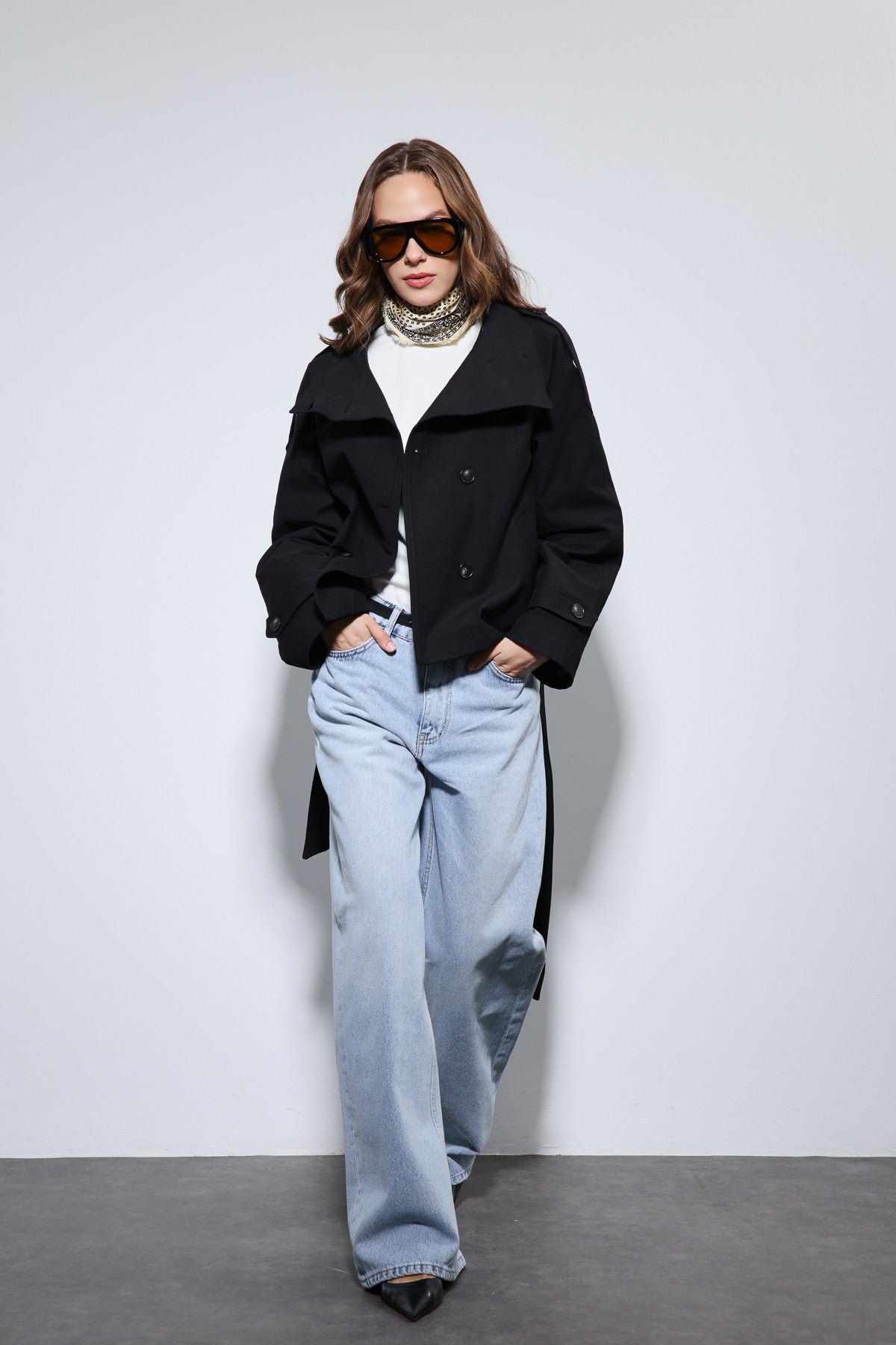 Antioch Stand-Up Collar Double-Breasted Trench Coat