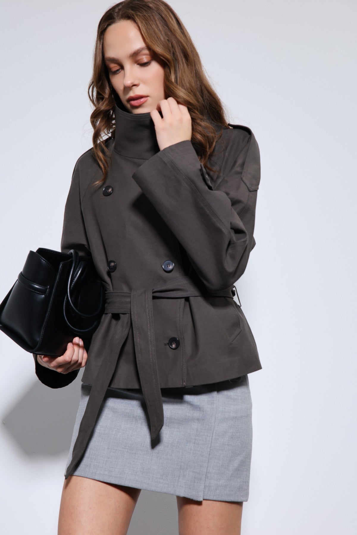 Antioch Stand-Up Collar Double-Breasted Trench Coat