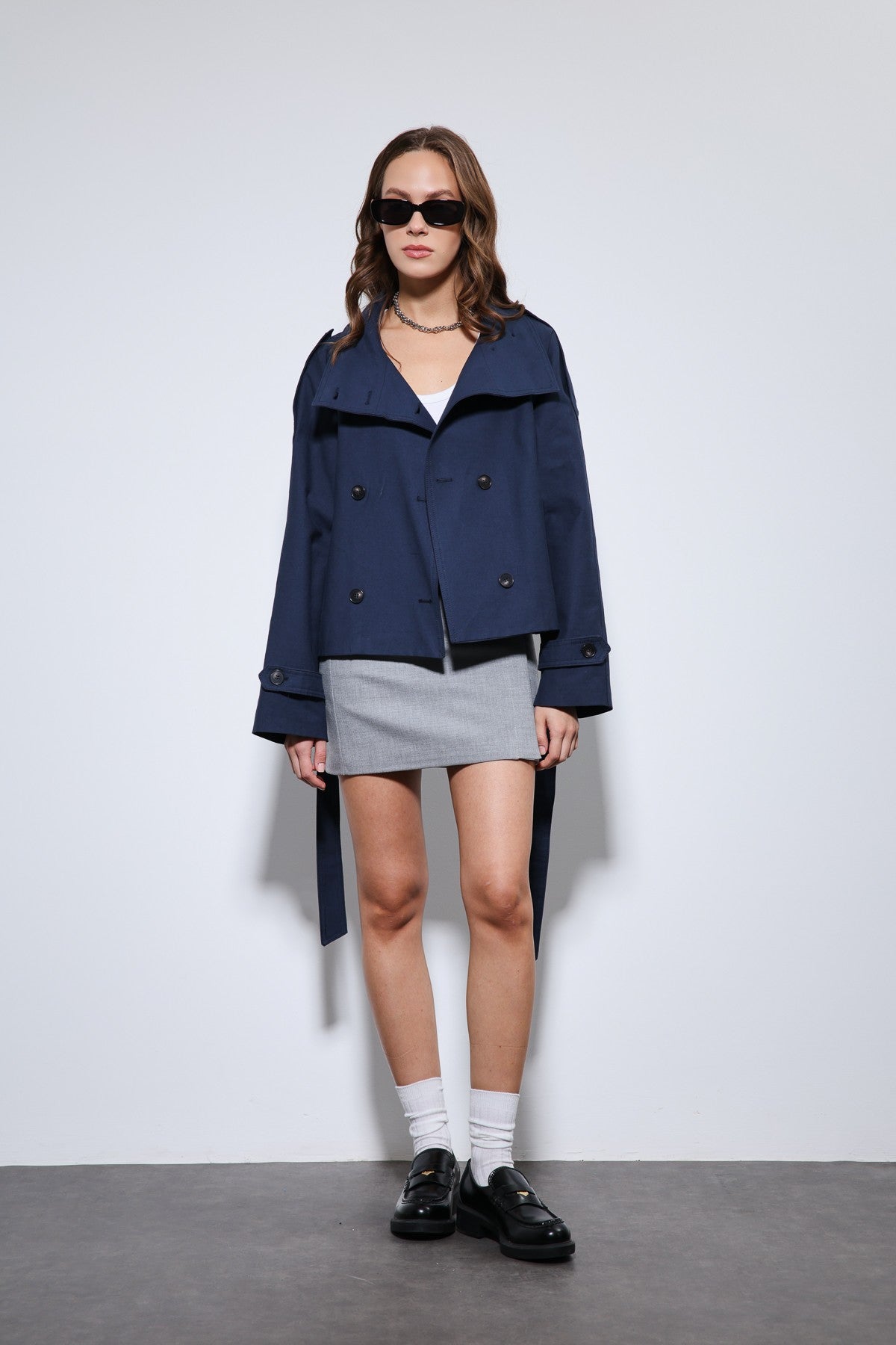 Antioch Stand-Up Collar Double-Breasted Trench Coat