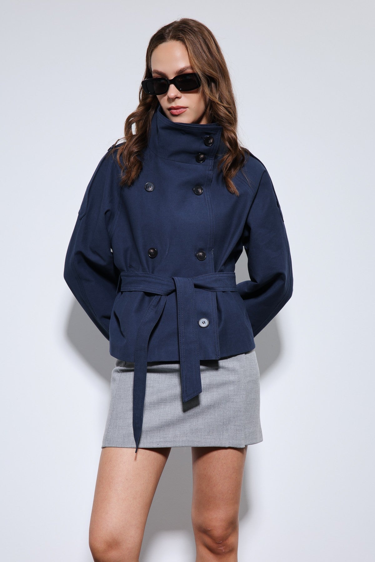 Antioch Stand-Up Collar Double-Breasted Trench Coat