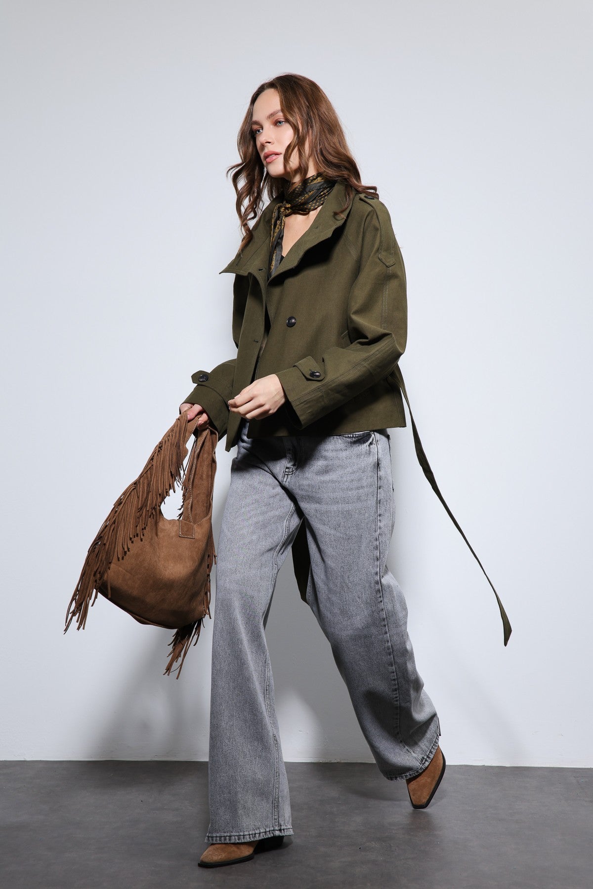 Antioch Stand-Up Collar Double-Breasted Trench Coat
