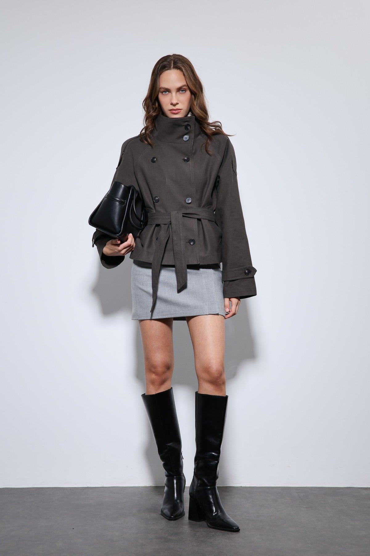 Antioch Stand-Up Collar Double-Breasted Trench Coat