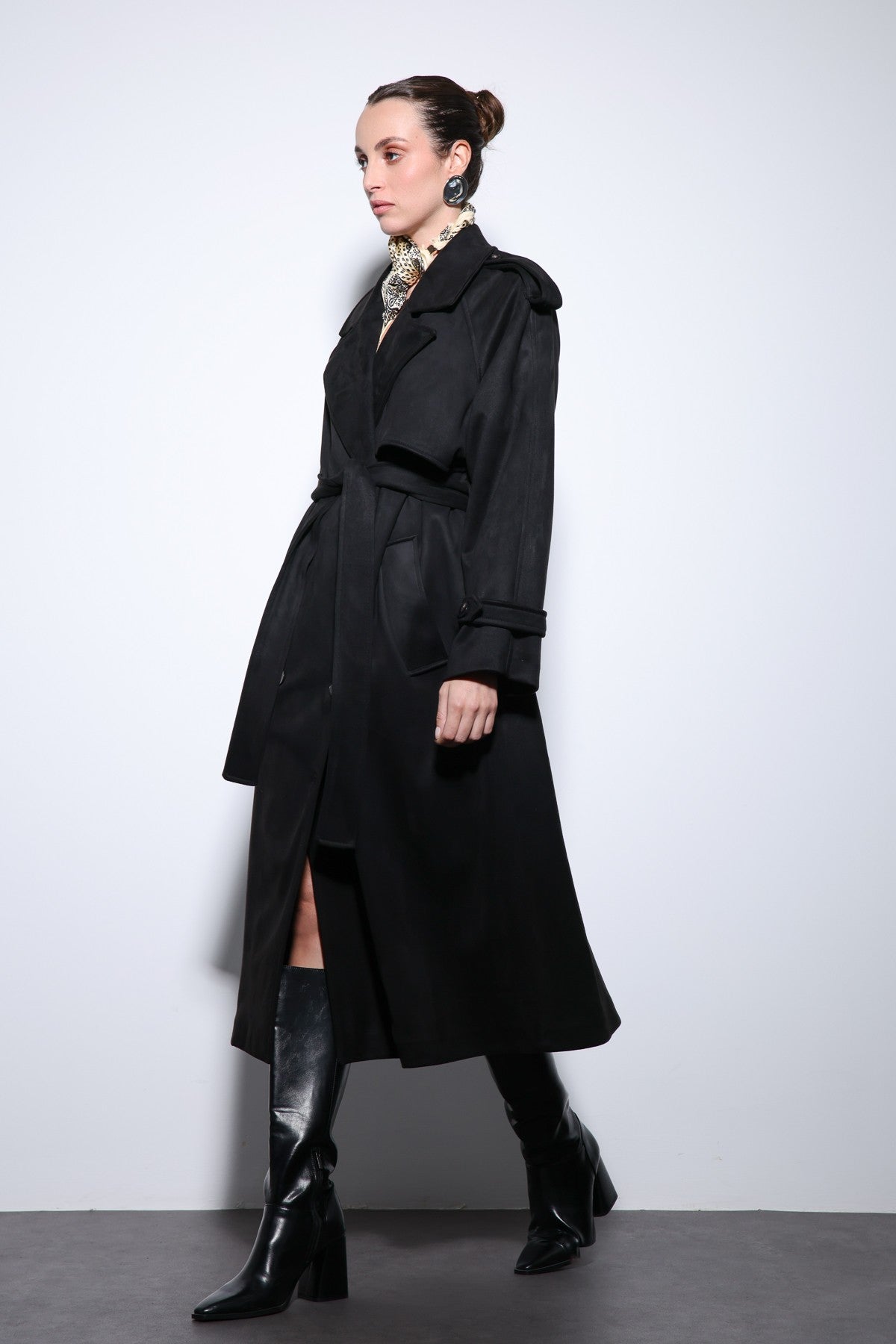 Antioch Premium Women's Suede-Look Cross-Over Trench Coat
