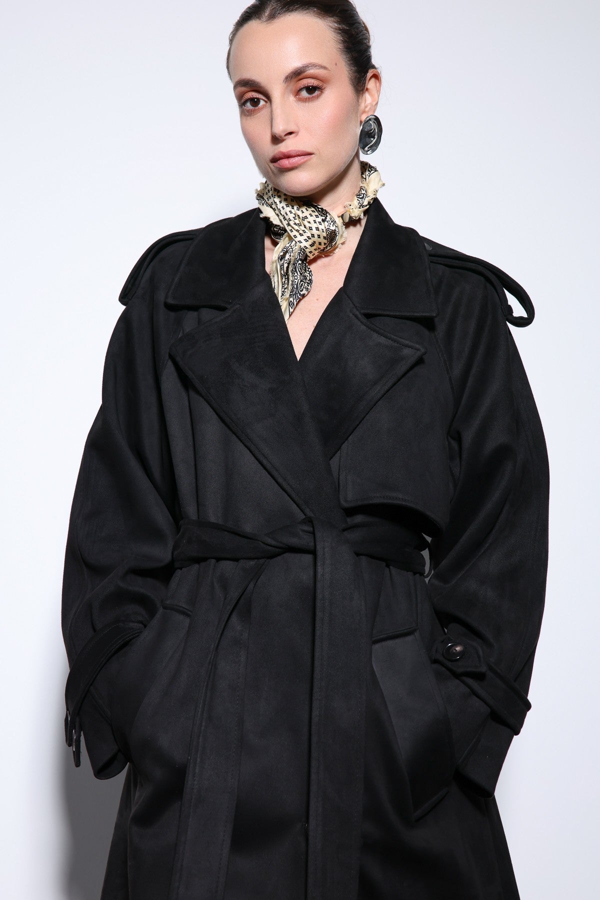 Antioch Premium Women's Suede-Look Cross-Over Trench Coat