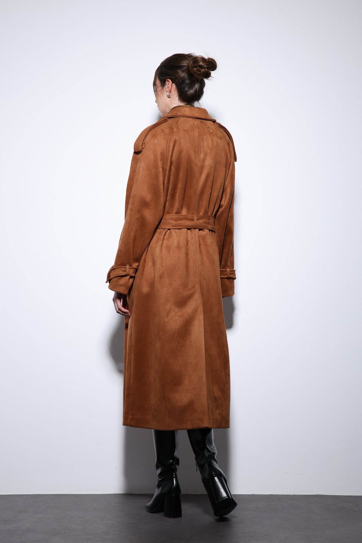 Antioch Premium Women's Suede-Look Cross-Over Trench Coat