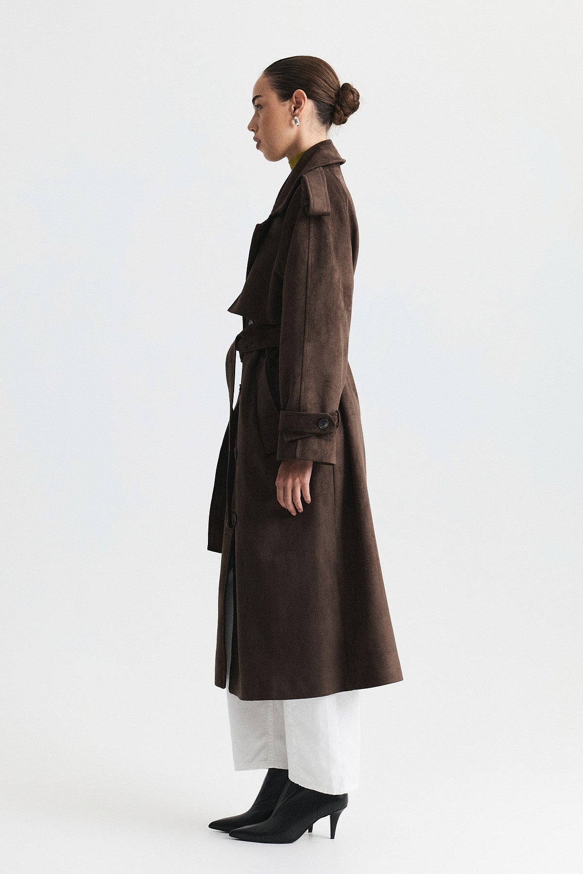 Premium Women's Suede-Look Double-Breasted Trench Coat
